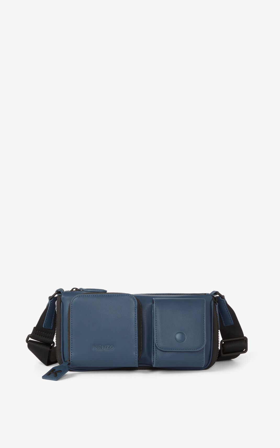 Sac Bandoulière Kenzo Homme Small Kompact Cuir Bleu EVJYM-1079